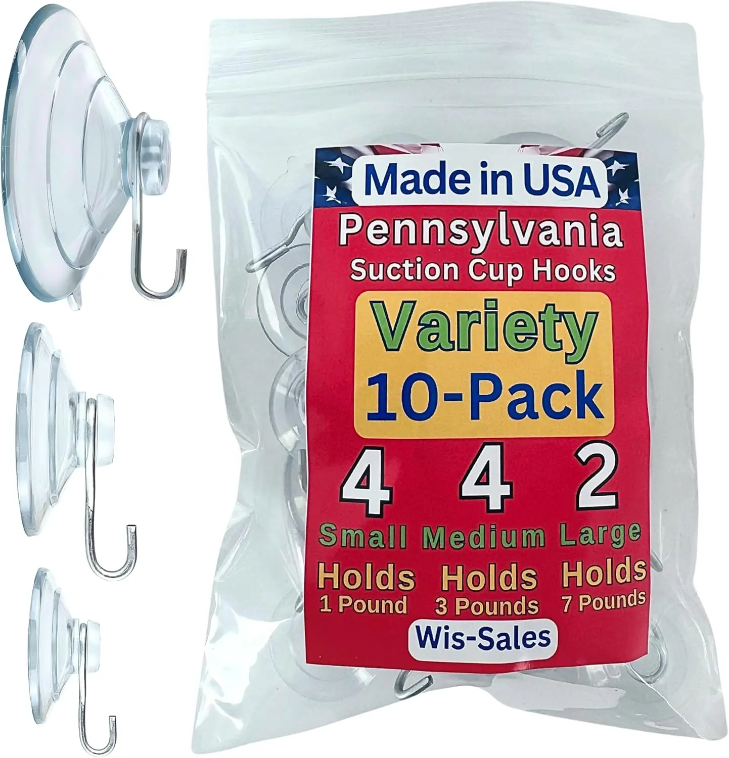 Heavy Duty Suction Cup Hooks for Glass Windows, Signs, Ornaments (10-Pack)
Heavy Duty Suction Cup Hooks for Glass Windows, Signs, Ornaments (10-Pack)