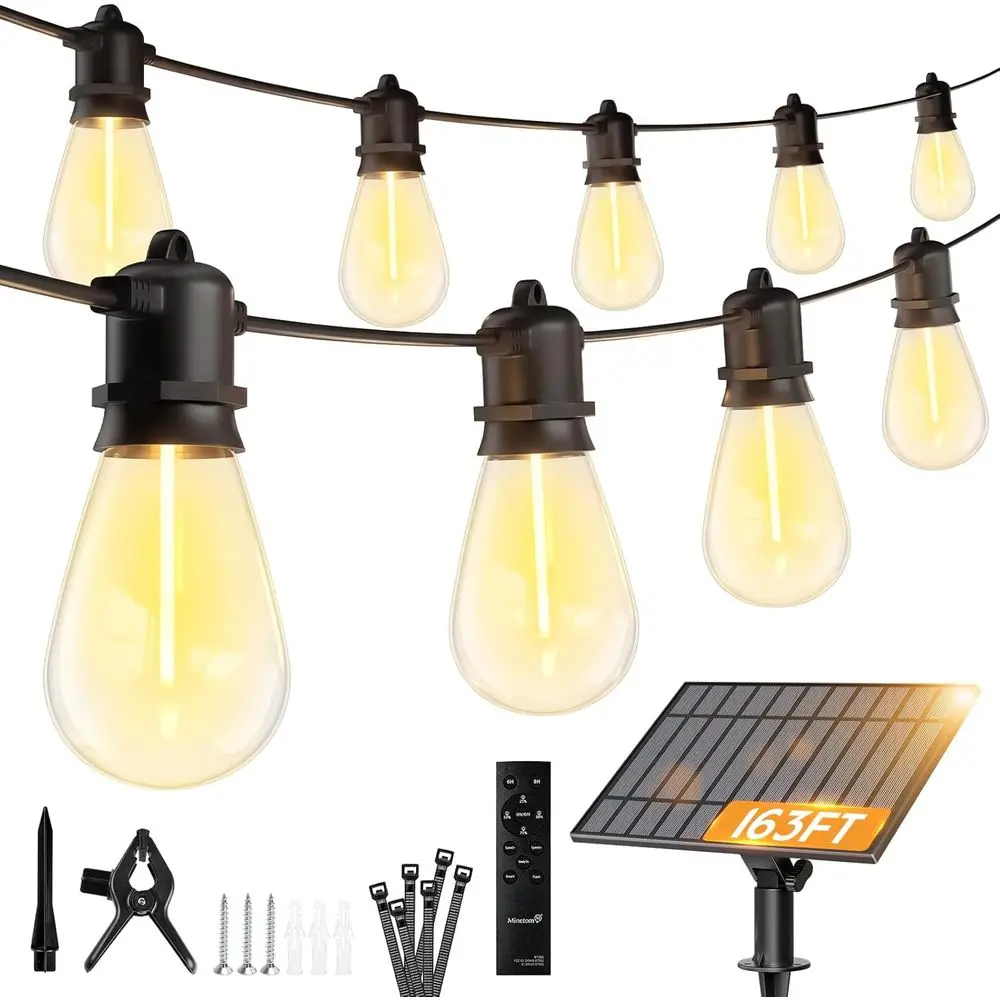 Outdoor Waterproof 52 LED S14 String Lights with Remote Control, Dimmable for Patio, Yard, Camping
Outdoor Waterproof 52 LED S14 String Lights with Remote Control, Dimmable for Patio, Yard, Camping
