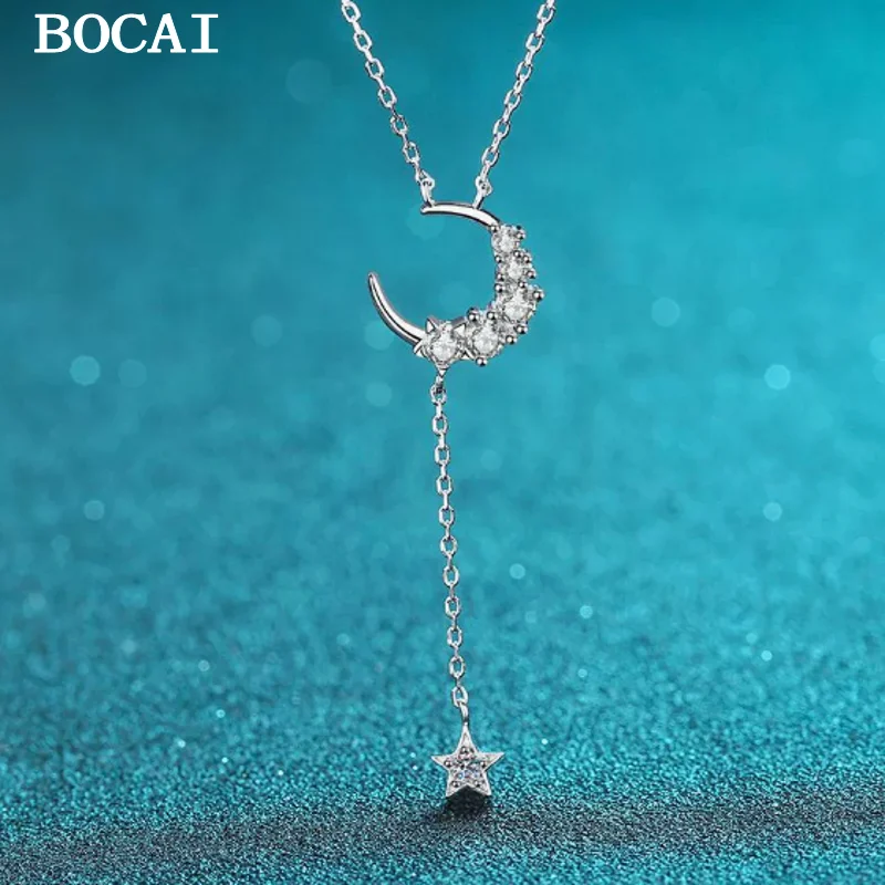 BOCAI S925 пробы серебро простой и модный комплект с муассанитом, украшенный звездами и подвеской в виде луны, женский подарок
BOCAI S925 пробы серебро простой и модный комплект с муассанитом, украшенный звездами и подвеской в виде луны, женский подарок
