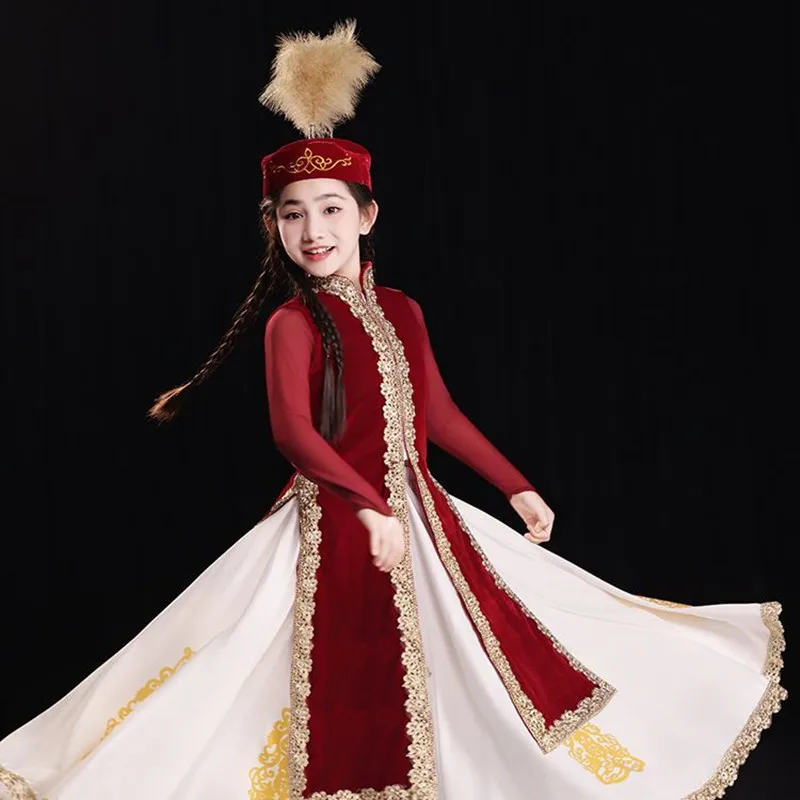 Uyghur Xinjiang National Dance Dress For Girls Minority Ethnic Clothing Festival Performance(Headwear+Dress)
Uyghur Xinjiang National Dance Dress For Girls Minority Ethnic Clothing Festival Performance(Headwear+Dress)