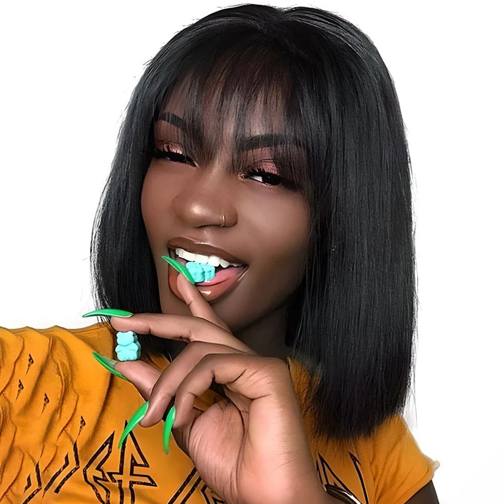 2X1 Bob Lace Front Wigs Human Hair 180% Density Straight Short Bob Wigs for Black Women Transparent Lace Wig Natural Black 
2X1 Bob Lace Front Wigs Human Hair 180% Density Straight Short Bob Wigs for Black Women Transparent Lace Wig Natural Black