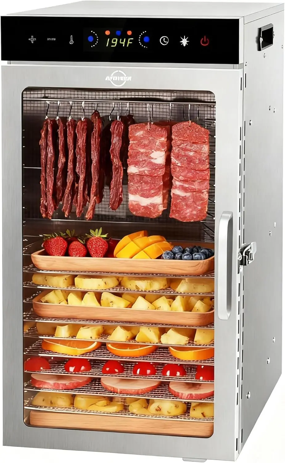Food Dehydrator Machine 18Tray, 800W Dual Fan Dehydrator Fast Drying, 24H Timer, 86-194℉ Temperature Control, Noise 45dB, LED
Food Dehydrator Machine 18Tray, 800W Dual Fan Dehydrator Fast Drying, 24H Timer, 86-194℉ Temperature Control, Noise 45dB, LED