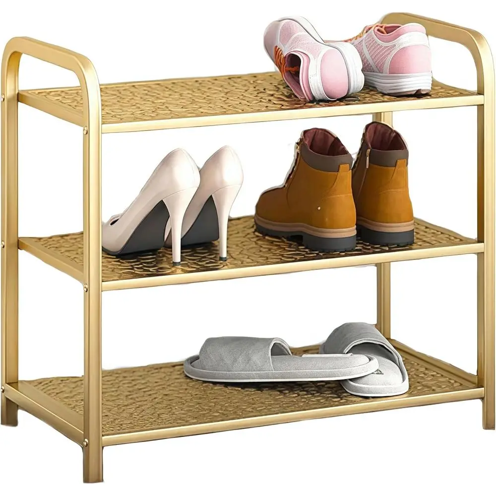 3-Tier Metal Shoe Rack Organizer, Slim Design for Entryway, Kitchen Storage Cabinet in Gold
3-Tier Metal Shoe Rack Organizer, Slim Design for Entryway, Kitchen Storage Cabinet in Gold