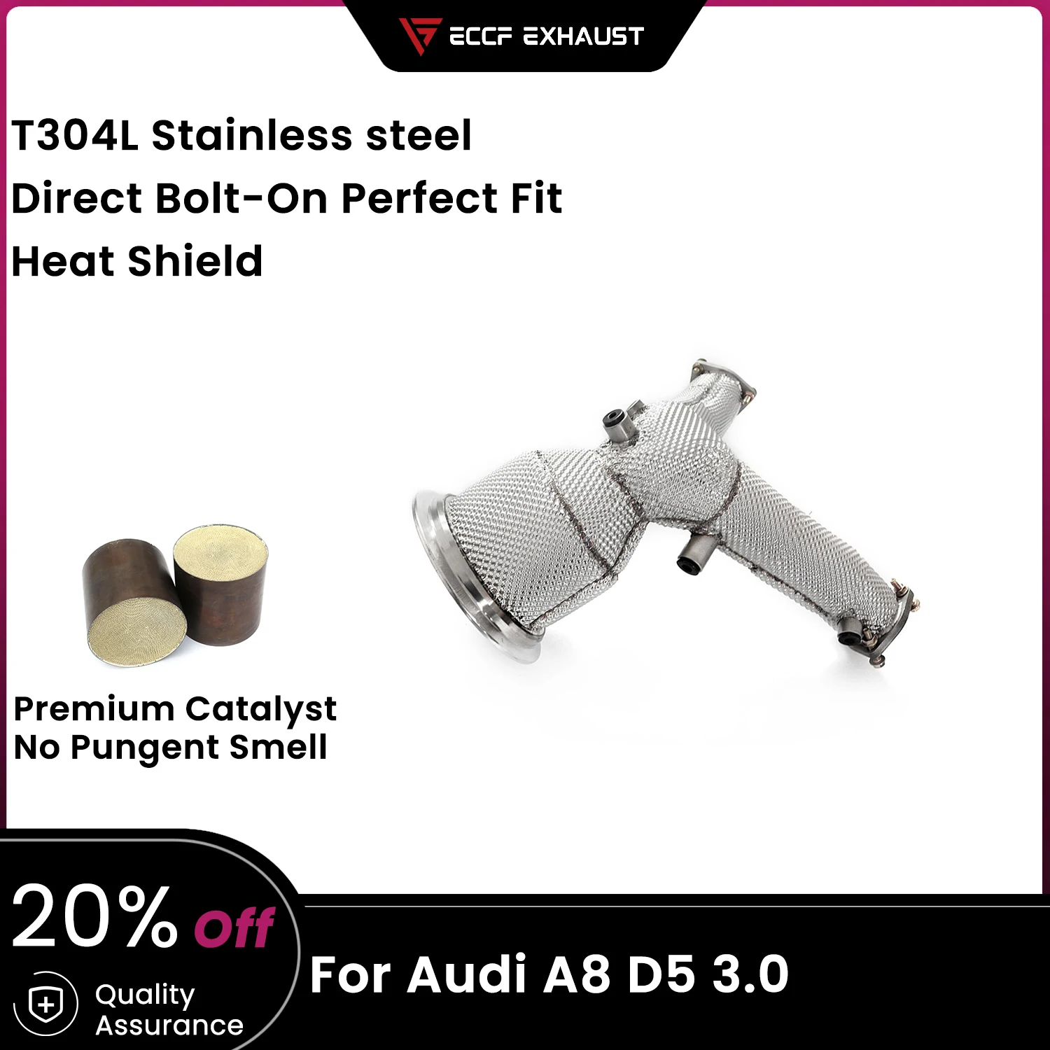 ECCF Sports Downpipe With Heat Shield For Audi A8 D5 3.0 Aggressive Exhaust Sound High Flow Performance Upgrade
ECCF Sports Downpipe With Heat Shield For Audi A8 D5 3.0 Aggressive Exhaust Sound High Flow Performance Upgrade