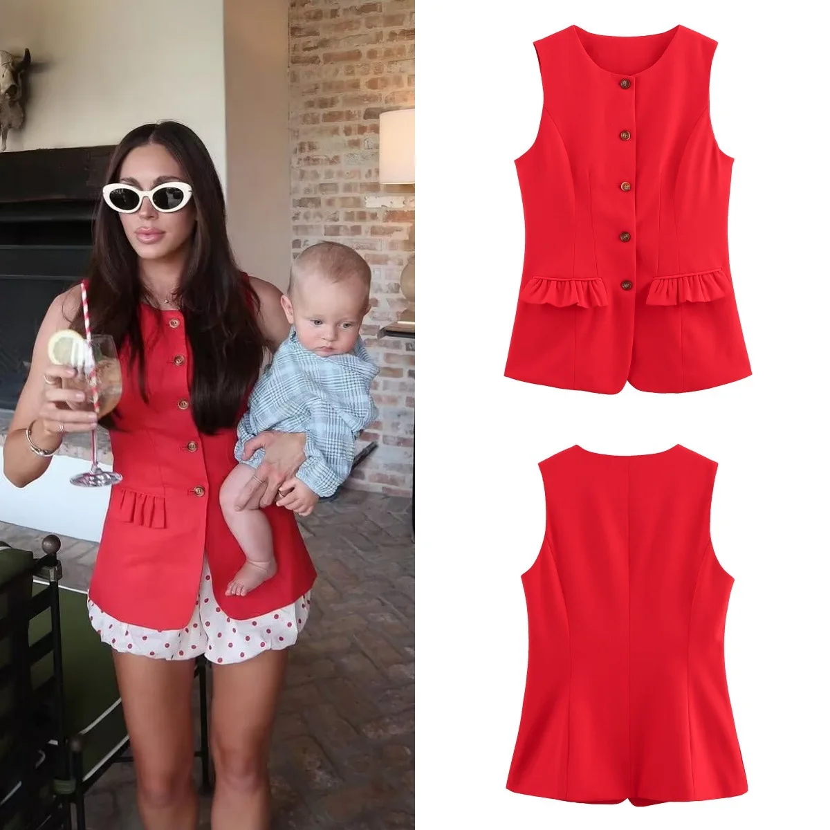 Новый летний женский кардиган с круглым вырезом, облегающий вязаный жилет, топ с пряжкой
Новый летний женский кардиган с круглым вырезом, облегающий вязаный жилет, топ с пряжкой