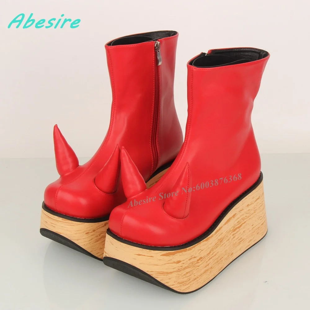 Red horn Platform Ankle Boots Round Toe Side Zipper Wedges Women's Boots Lolita Gothic Street-Style Cosplay Fashion Show Shoes
Red horn Platform Ankle Boots Round Toe Side Zipper Wedges Women's Boots Lolita Gothic Street-Style Cosplay Fashion Show Shoes