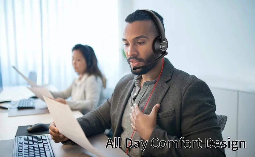 S635578923cd14642b8eacbc5acfe2227l BINNUNE Business Headsets Wired Work Headphones for Laptop PC Computer with Noise Cancelling Mic for Zoom Office Conference