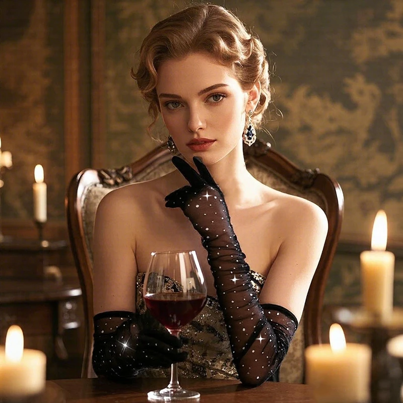 Sunscreen Sparkling Mesh Rhinestone Sheer Gloves Women Sexy Party Performance Cosplay Wedding Dress Long Gloves
Sunscreen Sparkling Mesh Rhinestone Sheer Gloves Women Sexy Party Performance Cosplay Wedding Dress Long Gloves