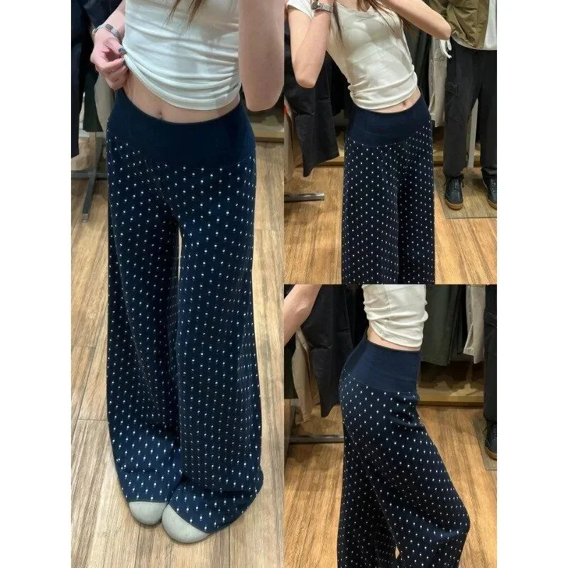 Summer Thin High Waist Polka Dot Wide Leg Pants Women's Loose Wide Leg Floor Length Trousers Korean Style Commute Simple
Summer Thin High Waist Polka Dot Wide Leg Pants Women's Loose Wide Leg Floor Length Trousers Korean Style Commute Simple