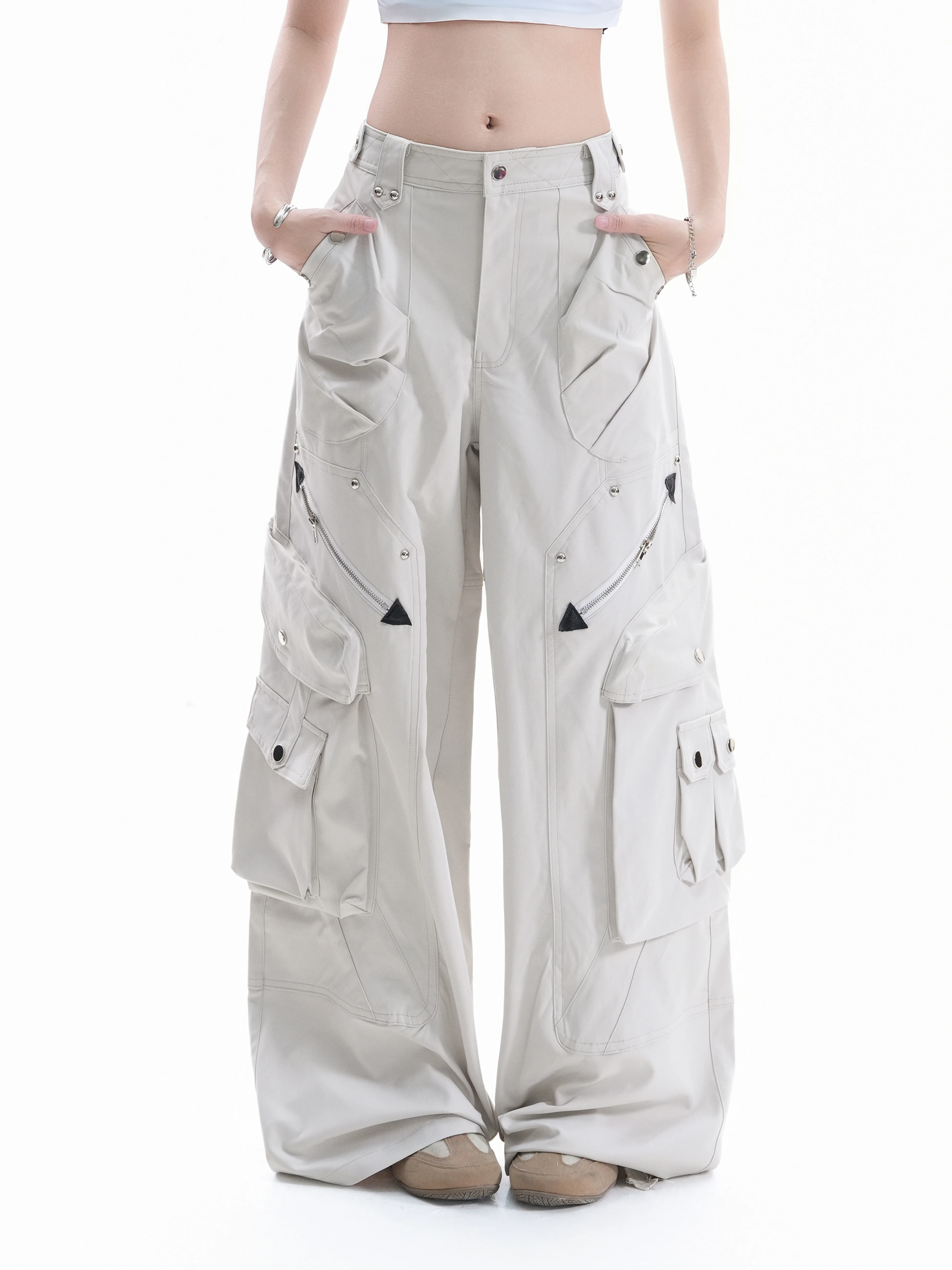 Casual Loose Women's Cargo Pants Wide Leg Workwear Trousers American High Street Multi Pocket Rivet Zipper Couples Loose Fit
Casual Loose Women's Cargo Pants Wide Leg Workwear Trousers American High Street Multi Pocket Rivet Zipper Couples Loose Fit