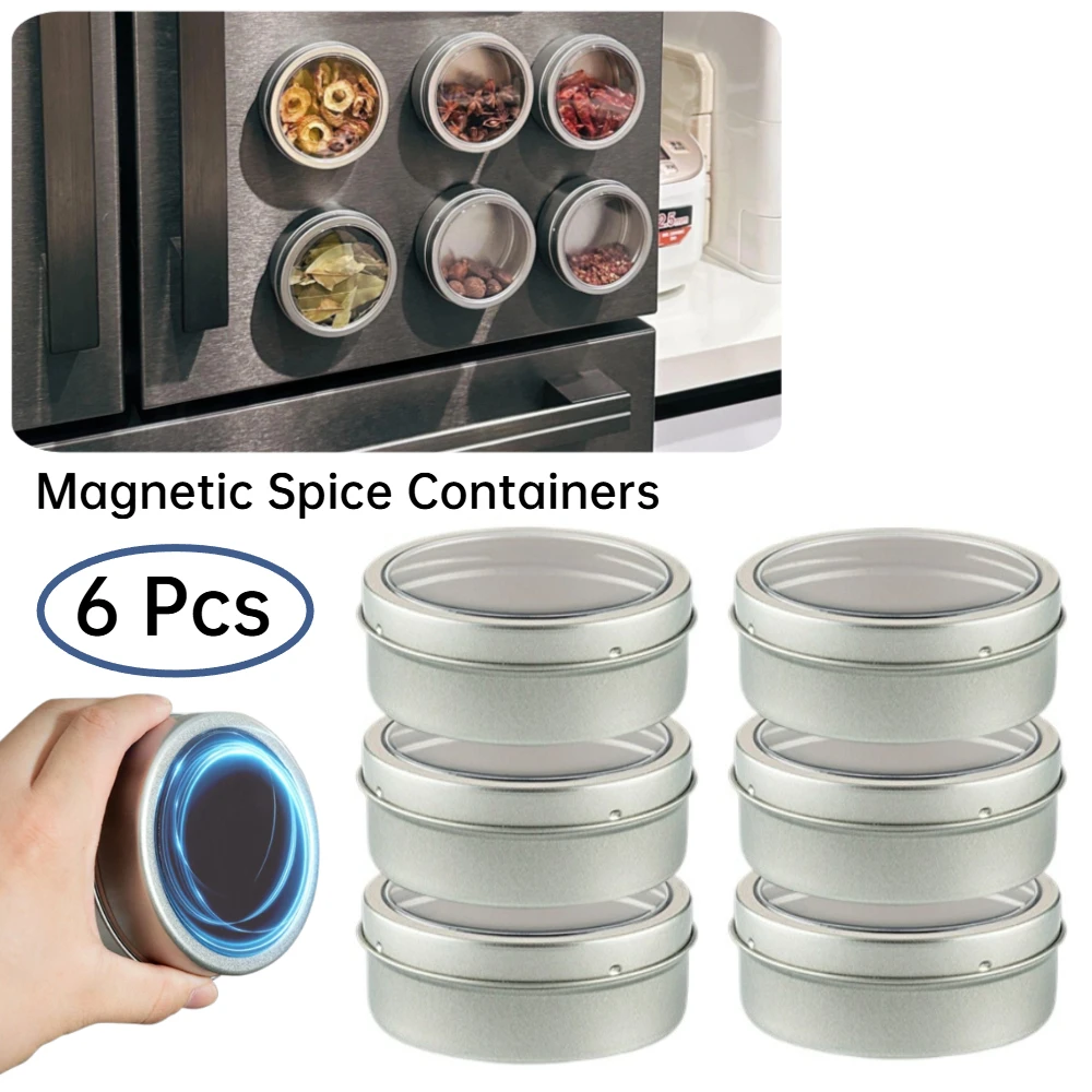 6Pcs Magnetic Spice Containers With Transparent Lid Strong Magnets Refrigerator Door Spice Storage Jars for Kitchen Organization
6Pcs Magnetic Spice Containers With Transparent Lid Strong Magnets Refrigerator Door Spice Storage Jars for Kitchen Organization