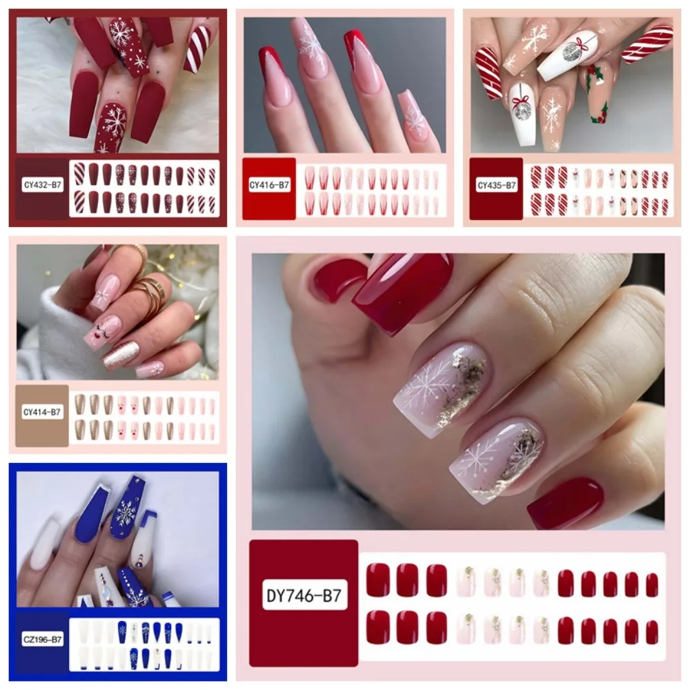 24Pcs/set Nail Supplies Christmas False Nails DIY Nail Accessories Manicure Material Christmas Fake Nails Snowflake Cartoon Elk
24Pcs/set Nail Supplies Christmas False Nails DIY Nail Accessories Manicure Material Christmas Fake Nails Snowflake Cartoon Elk