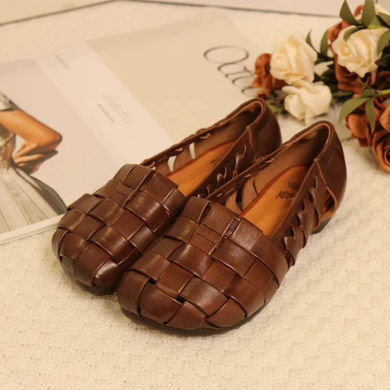 Casual Woven Roman Sandals Women's Flat Bottom Leather Shoes Floral Vine Leaf Design Slip-On Comfortable Footwear Low Heel
Casual Woven Roman Sandals Women's Flat Bottom Leather Shoes Floral Vine Leaf Design Slip-On Comfortable Footwear Low Heel