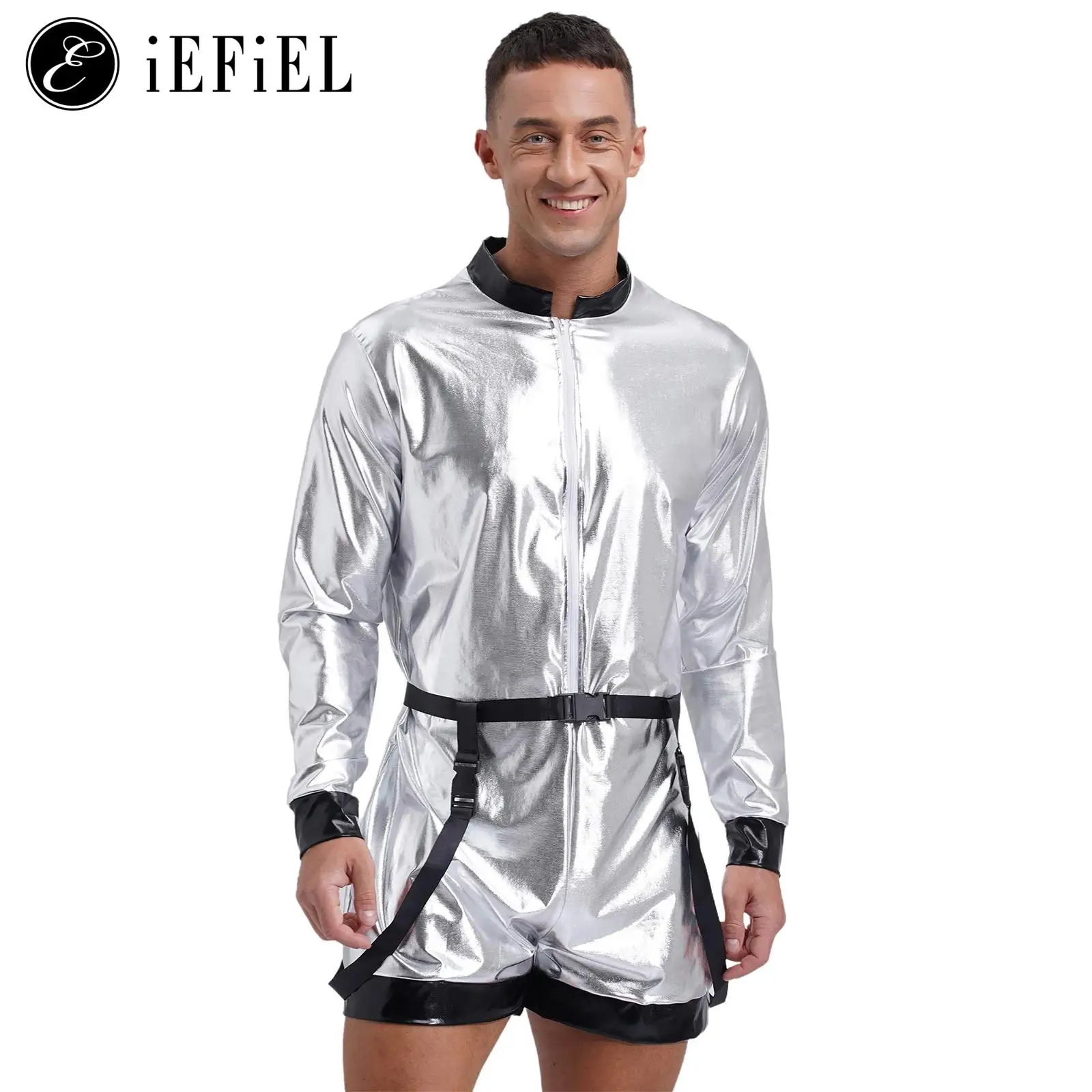 Mens Shiny Outerspace Alien Halloween Cosplay Costume Astronaut Spacemen Theme Dress-up Metallic Shorty Mechanic Jumpsuits
Mens Shiny Outerspace Alien Halloween Cosplay Costume Astronaut Spacemen Theme Dress-up Metallic Shorty Mechanic Jumpsuits