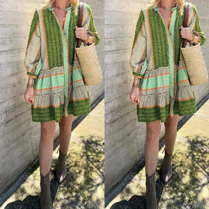 2026 New Spring And Autumn Printed Cotton Linen Three-quarter Sleeve Short Dress For Women Bandage Elegant
2026 New Spring And Autumn Printed Cotton Linen Three-quarter Sleeve Short Dress For Women Bandage Elegant