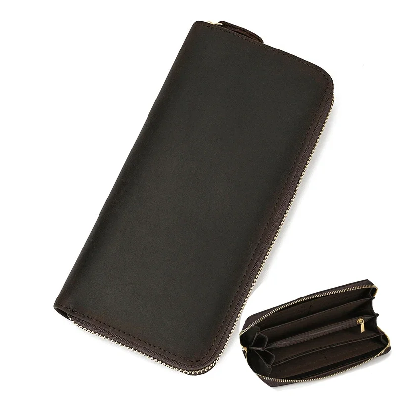 Vintage Crazy Horse Men Women Leather Long Purse Single Zip Long Wallet for Cell Phone Card Coins Cash Double Interlayer
Vintage Crazy Horse Men Women Leather Long Purse Single Zip Long Wallet for Cell Phone Card Coins Cash Double Interlayer