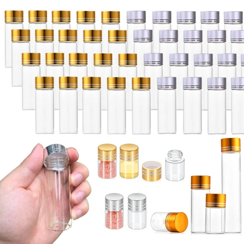 50Pcs 12-110ml Empty Clear Mini Glass Bottles with Aluminum Screw Lid DIY Decoration Vials For Wedding Favors Decorations Flower
50Pcs 12-110ml Empty Clear Mini Glass Bottles with Aluminum Screw Lid DIY Decoration Vials For Wedding Favors Decorations Flower
