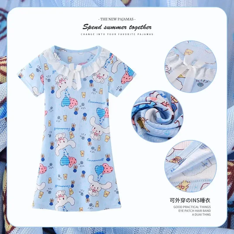 Kawaii Anime Sanrio Ins Fashion Short Sleeve Shirt Dress Pajamas Summer Cute Children Hello Kitty Princess Home Wear Clothes Toy
Kawaii Anime Sanrio Ins Fashion Short Sleeve Shirt Dress Pajamas Summer Cute Children Hello Kitty Princess Home Wear Clothes Toy