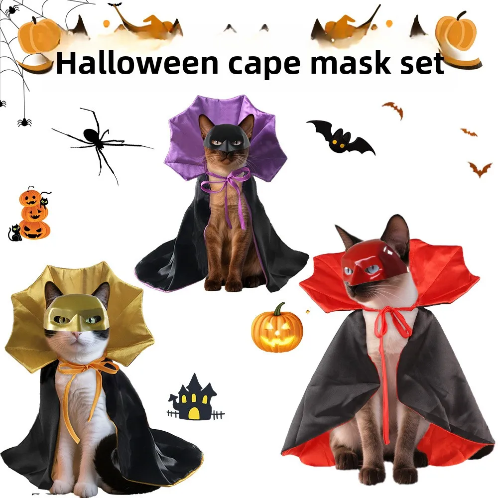 Pet Halloween Cloak Cat Dog Cosplay Costume and Mask Stylish Funny Pet Clothes Set Festival Dressing Up Accessories for Kitty 
Pet Halloween Cloak Cat Dog Cosplay Costume and Mask Stylish Funny Pet Clothes Set Festival Dressing Up Accessories for Kitty