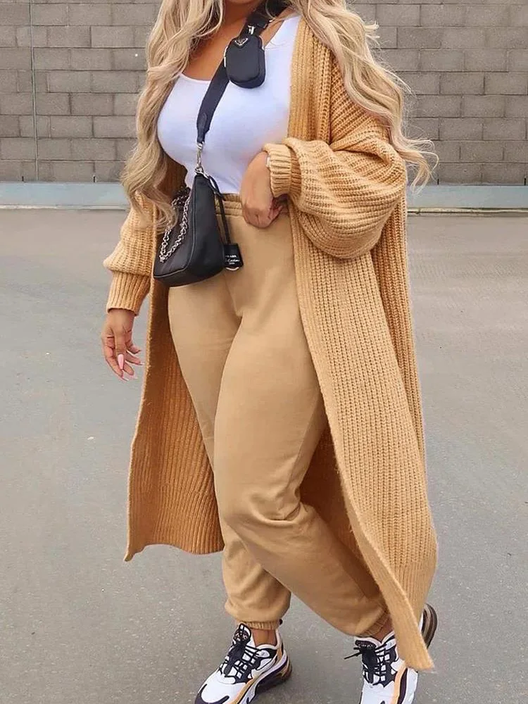 Ribbed Knit Open Front Cardigan Casual Solid Color Long Sleeve Drop Shoulder Longline Cardigan For Fall & Winter Women's Clothe
Ribbed Knit Open Front Cardigan Casual Solid Color Long Sleeve Drop Shoulder Longline Cardigan For Fall & Winter Women's Clothe