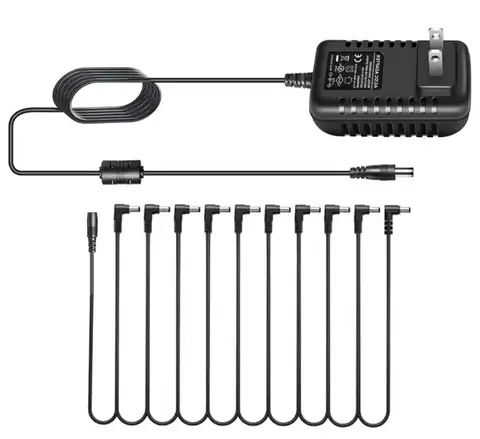 Miwayer Daisy Chain Cables 1 to 2-10 Ways Guitar Effect Pedal Power Supply Adapter 9V DC 1A Reinforced Noiseless Center Negative