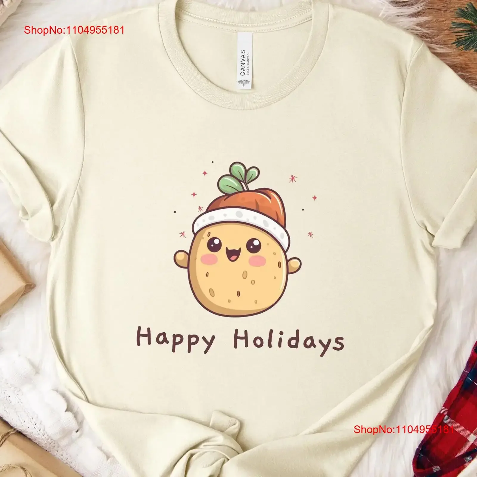 Happy Holidays Potato T shirt Features a Festive Spud with Santa Hat Fun Christmas Holiday Apparel for Tater Lover vintage
Happy Holidays Potato T shirt Features a Festive Spud with Santa Hat Fun Christmas Holiday Apparel for Tater Lover vintage