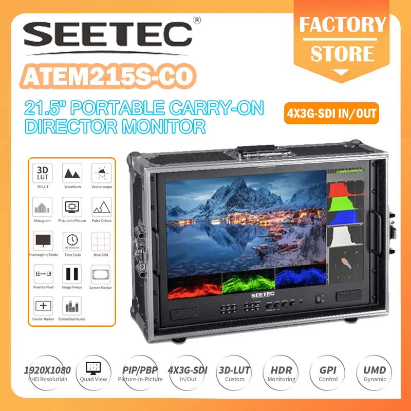SEETEC ATEM215S-CO 21.5 inch Portable Carry-on Multi-camera Director Monitor 3G-SDI HDMI Full HD 1920x1080
SEETEC ATEM215S-CO 21.5 inch Portable Carry-on Multi-camera Director Monitor 3G-SDI HDMI Full HD 1920x1080