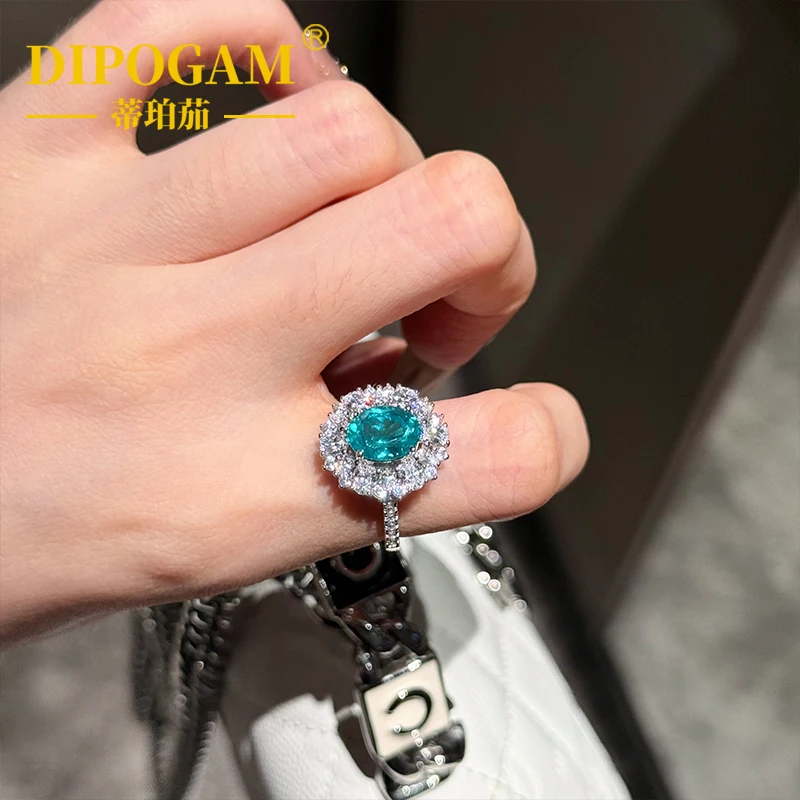 DIPOGAM Paraiba emerald ring women's diamond collarbone chain high-end feeling, laboratory cultivation gems jewelry gift ring
DIPOGAM Paraiba emerald ring women's diamond collarbone chain high-end feeling, laboratory cultivation gems jewelry gift ring