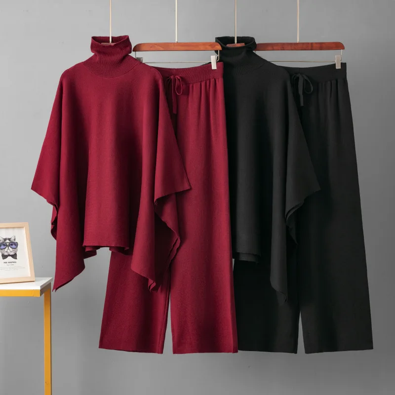 Casual Loose Knitted Turtleneck Shawl Coat+Elastic Waist Wide Leg Pants Two Piece Set Sets New Fashion Sweater Set for Women
Casual Loose Knitted Turtleneck Shawl Coat+Elastic Waist Wide Leg Pants Two Piece Set Sets New Fashion Sweater Set for Women