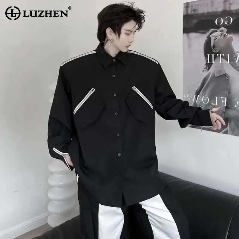 LUZHEN Shoulder Pad Zipper Splicing Design Spring Tops Men's Trendy Korean High Street Shirts Long Sleeve Baggy Tops LZ6872
LUZHEN Shoulder Pad Zipper Splicing Design Spring Tops Men's Trendy Korean High Street Shirts Long Sleeve Baggy Tops LZ6872