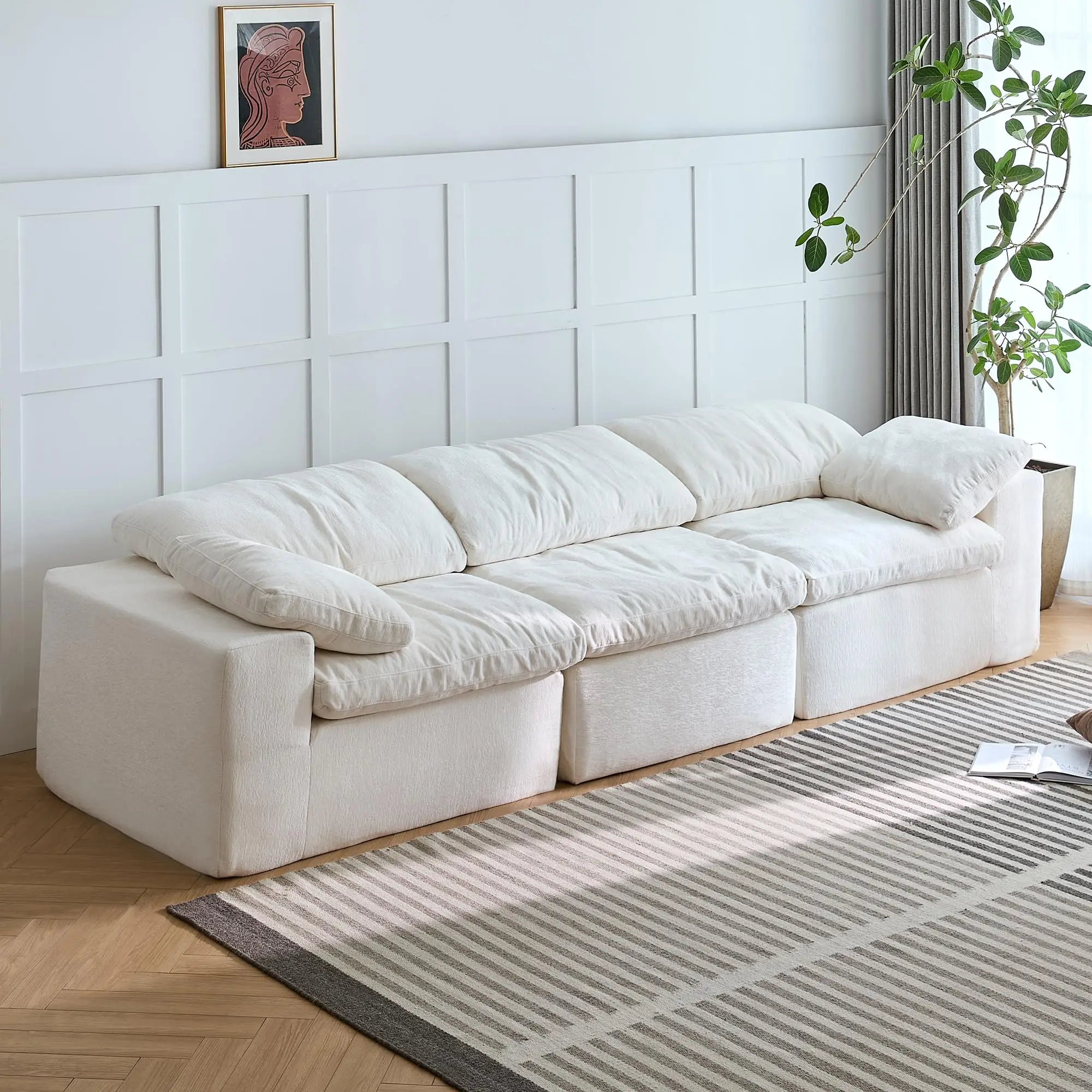 Compressed Sofa Extra Large 120-Inch White Modular Sofa with Plush Cushions for Living Room Set
Compressed Sofa Extra Large 120-Inch White Modular Sofa with Plush Cushions for Living Room Set