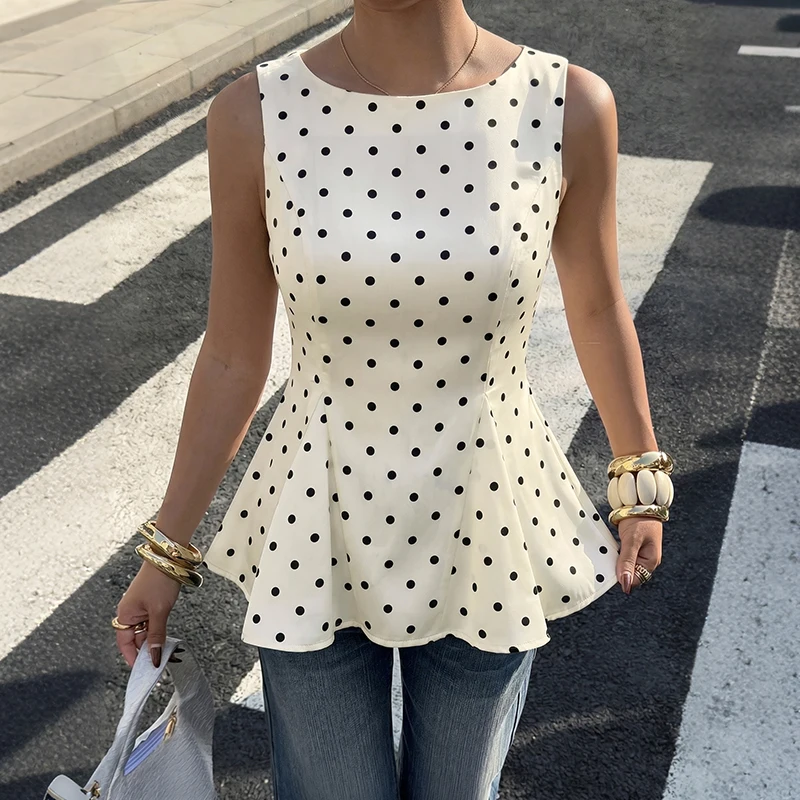 2026 Summer New Design, Retro Polka Dot Corseted Boatneck Sleeveless Shirt, Women's Business Suit Top
2026 Summer New Design, Retro Polka Dot Corseted Boatneck Sleeveless Shirt, Women's Business Suit Top