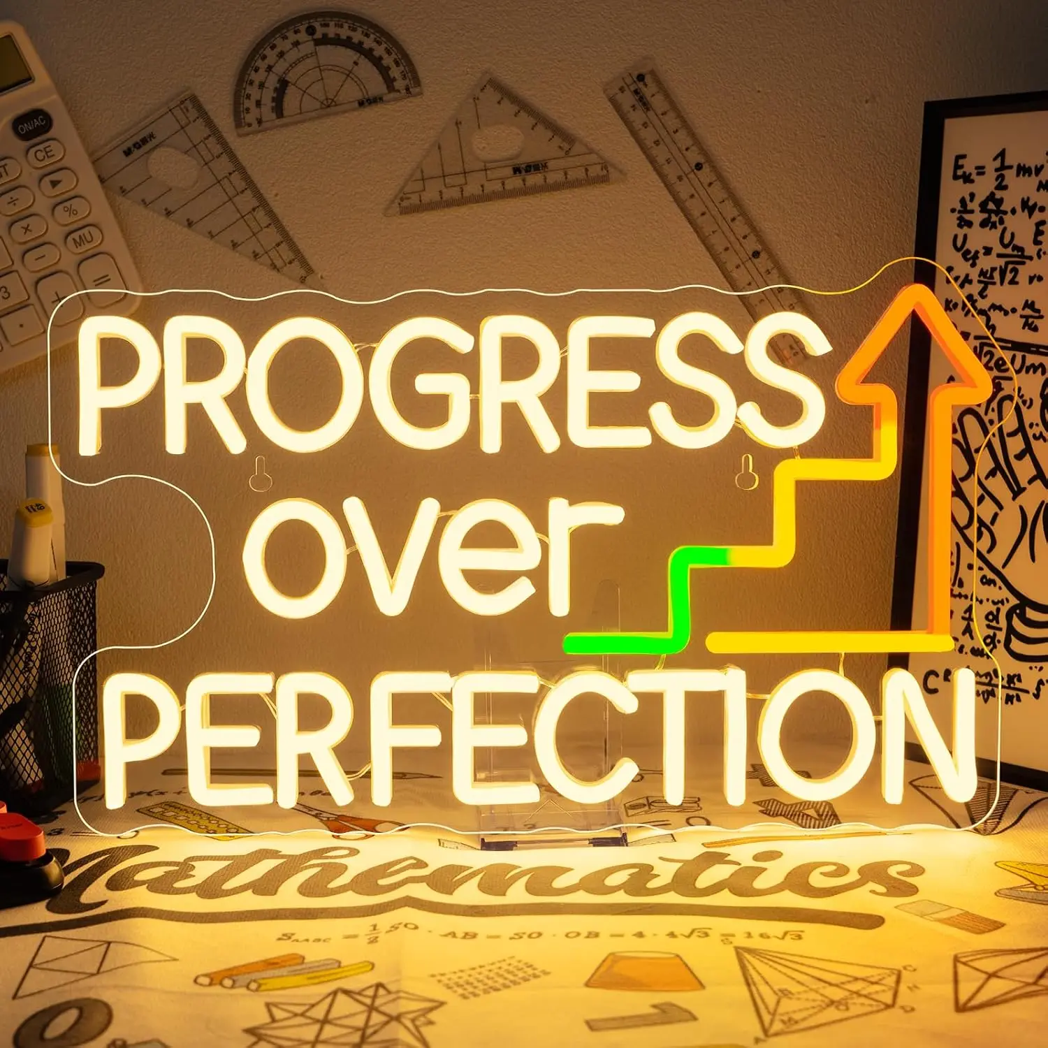 "Progress Over Perfection" Neon Sign USB Powered LED Light for Classroom Party Bedroom Aesthetic Decoration Gift Art Wall Light
"Progress Over Perfection" Neon Sign USB Powered LED Light for Classroom Party Bedroom Aesthetic Decoration Gift Art Wall Light