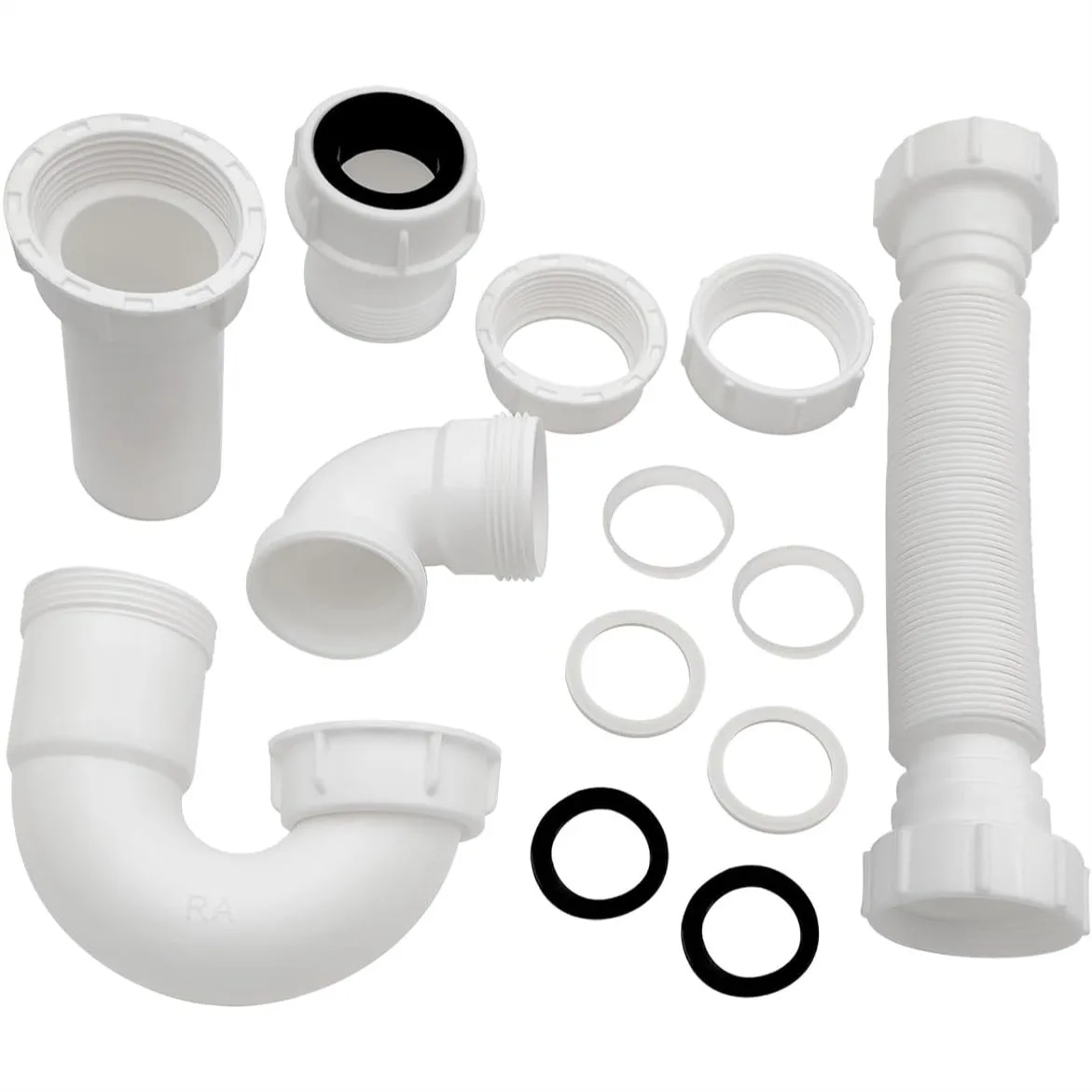 Plumbing P-Trap Kit with Threaded Adapter for Kitchen Sink Drain, Flexible Extension Tube
Plumbing P-Trap Kit with Threaded Adapter for Kitchen Sink Drain, Flexible Extension Tube