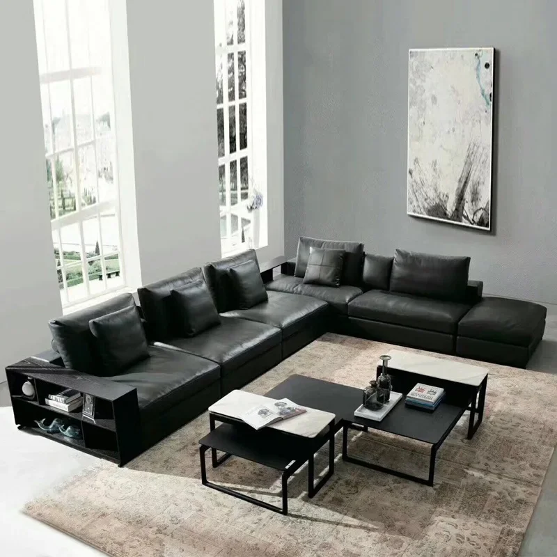 Corner sofa Italian minimalist, large and small living room first layer cowhide L-shaped modern large flat-floor
Corner sofa Italian minimalist, large and small living room first layer cowhide L-shaped modern large flat-floor