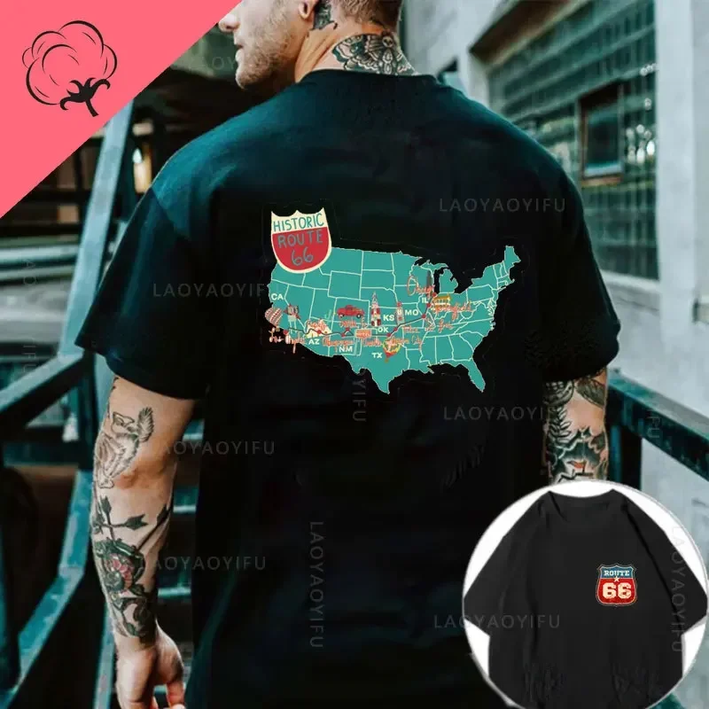 Vintage Men's T Shirt 100%Cotton Top Tees USA 66 Route Letter Graphic Mens T-shirt Women's Clothing Short Sleeve Tee Streetwear
Vintage Men's T Shirt 100%Cotton Top Tees USA 66 Route Letter Graphic Mens T-shirt Women's Clothing Short Sleeve Tee Streetwear