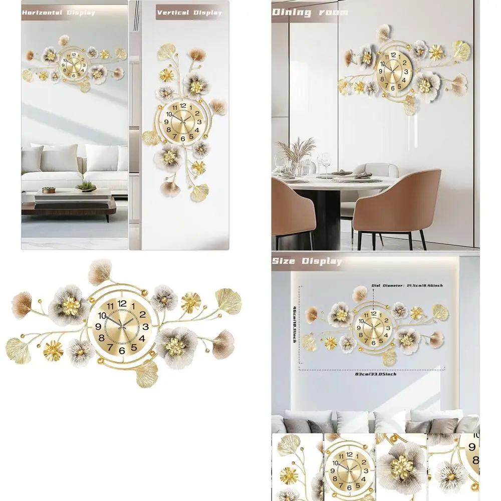 3D Metal Ginkgo Leaf Silent Wall Clock, 33x18, Stylish Decor for Home & Office
3D Metal Ginkgo Leaf Silent Wall Clock, 33x18, Stylish Decor for Home & Office