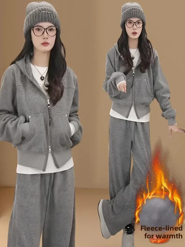 Fashionable Fleece Lined Hoodie And Pants Set Women's Autumn Winter Slimming Two Piece Sportswear Casual Outfit Yood Lovees
Fashionable Fleece Lined Hoodie And Pants Set Women's Autumn Winter Slimming Two Piece Sportswear Casual Outfit Yood Lovees