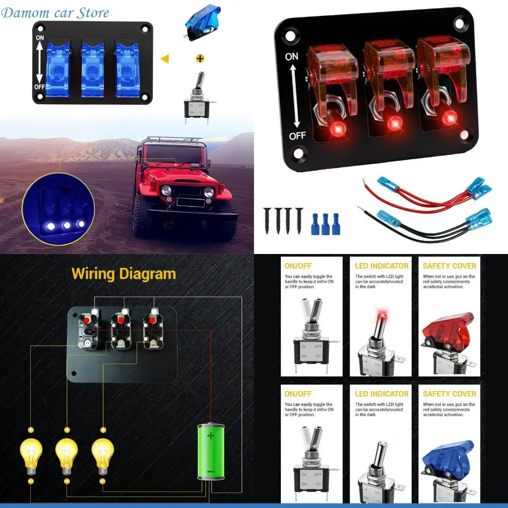 A2UC 3 In 1 Toggle Rocker Panel Switches with LED Light Waterproof for Automotive Marine & Industrial Applications
A2UC 3 In 1 Toggle Rocker Panel Switches with LED Light Waterproof for Automotive Marine & Industrial Applications