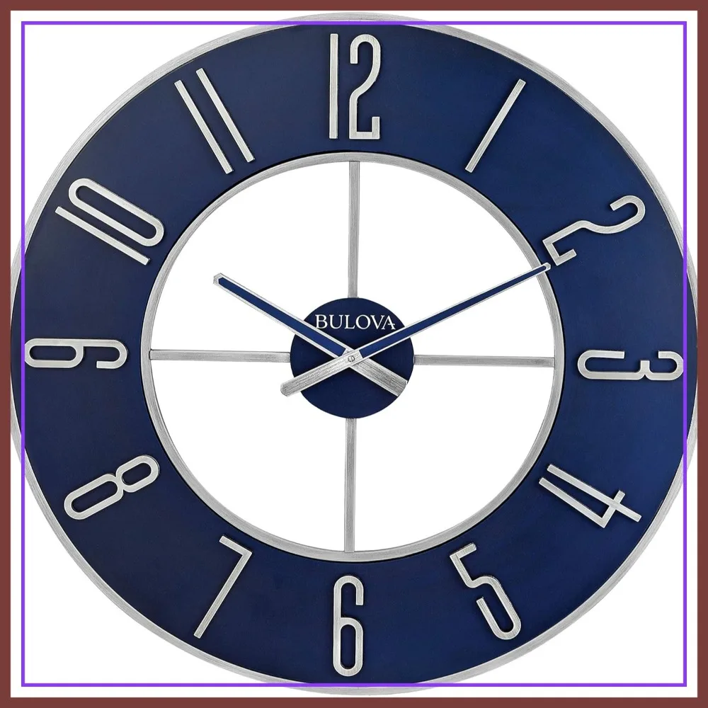 27" Oversize Wall Clock, Silver and Blue Finish, Contemporary Design, Battery Operated
27" Oversize Wall Clock, Silver and Blue Finish, Contemporary Design, Battery Operated
