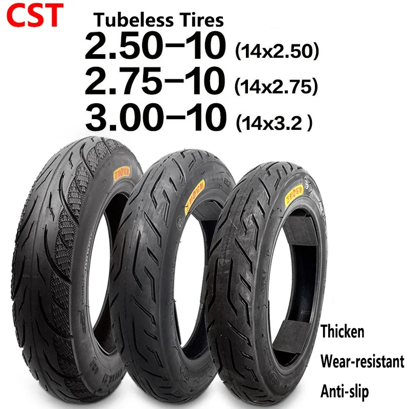 CST 2.50-10 2.75-10 3.00-10 Rubber Vacuum Tire Upgraded Thicken Vacuum Tire for Motorcycle Electric Bike Electric Scooter
CST 2.50-10 2.75-10 3.00-10 Rubber Vacuum Tire Upgraded Thicken Vacuum Tire for Motorcycle Electric Bike Electric Scooter