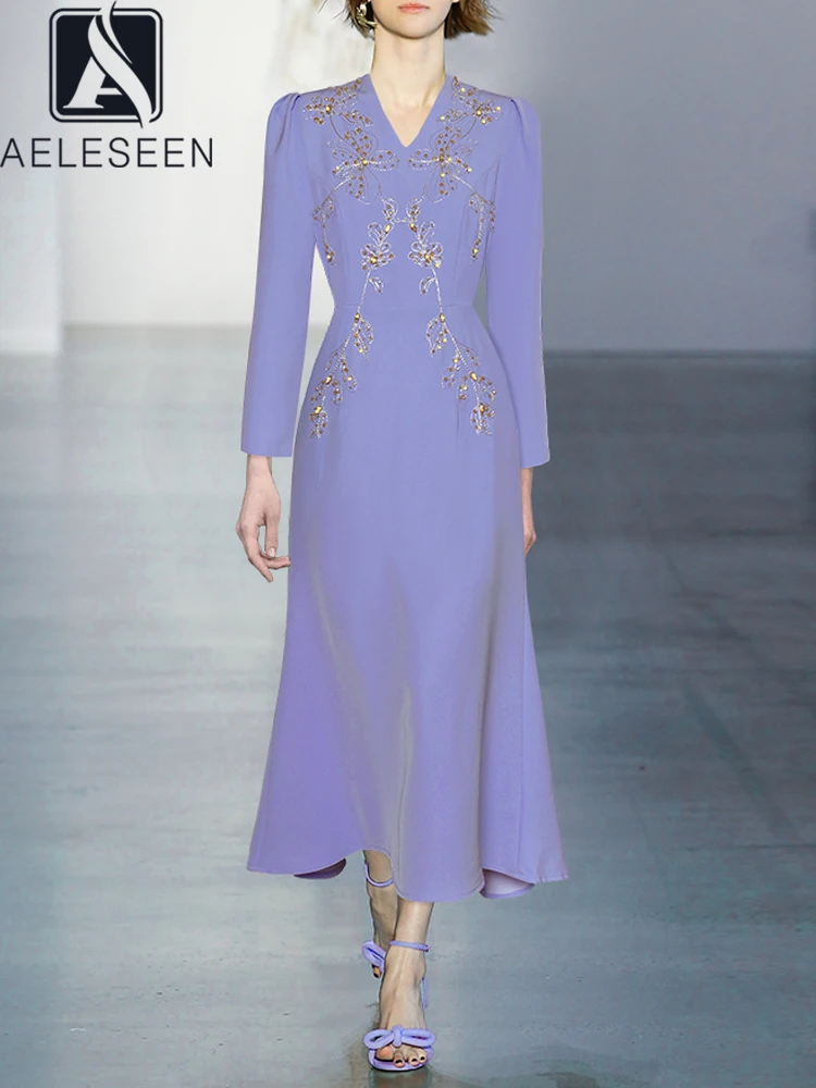 AELESEEN Fashion Designer Trumppet Dress Women Spring Autumn V-Neck Beading Flower Embroidery Slim Elegant Long Office Ladies
AELESEEN Fashion Designer Trumppet Dress Women Spring Autumn V-Neck Beading Flower Embroidery Slim Elegant Long Office Ladies