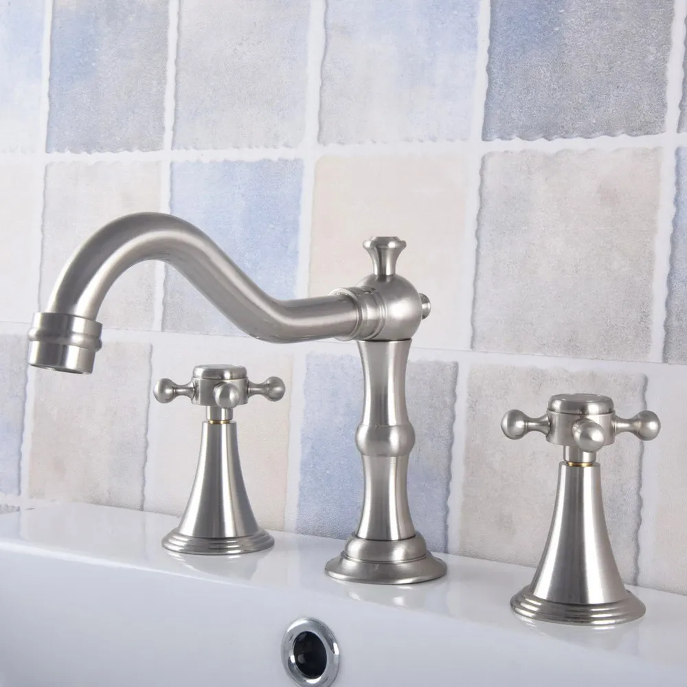 Basin Faucets Brushed Nickel Bathroom Kitchen Basin Mixer Tap Sink Faucet Dual Handles 3 Pcs Basin Faucet znf687
Basin Faucets Brushed Nickel Bathroom Kitchen Basin Mixer Tap Sink Faucet Dual Handles 3 Pcs Basin Faucet znf687