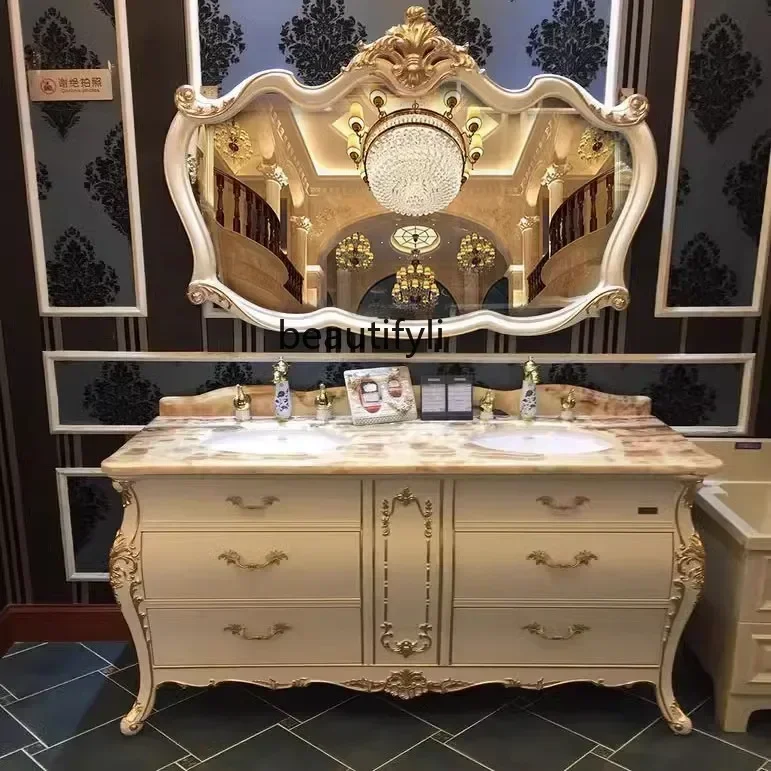 High-End Retro Bathroom Cabinet Combination Oak Bathroom Table Marble Double Basin Face Washing Cabinet
High-End Retro Bathroom Cabinet Combination Oak Bathroom Table Marble Double Basin Face Washing Cabinet