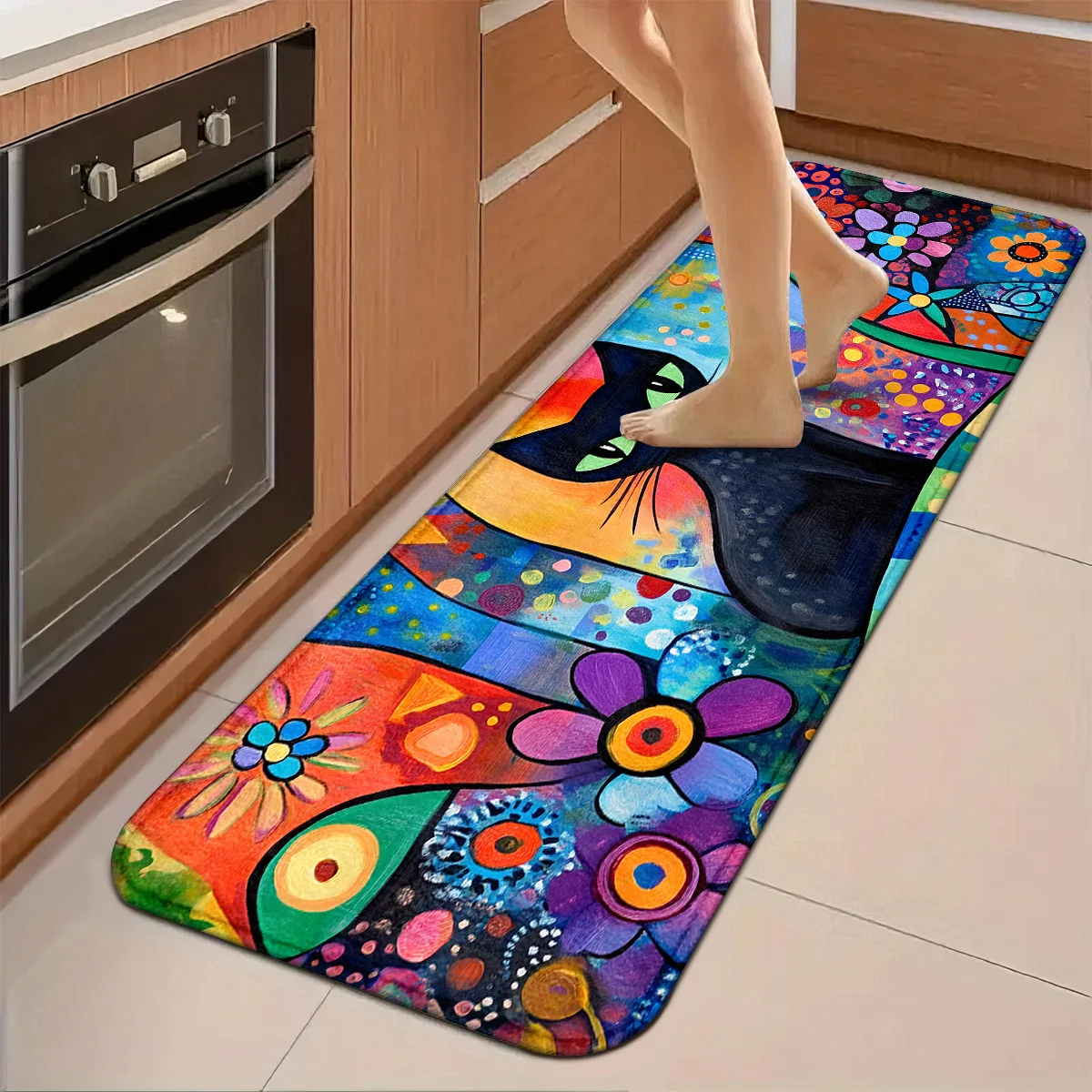 Colorful Abstract Cat & Floral Print Kitchen Mat,Non-Slip Washable Durable Runner Rug for Kitchen,Bathroom Whimsical Home Decor
Colorful Abstract Cat & Floral Print Kitchen Mat,Non-Slip Washable Durable Runner Rug for Kitchen,Bathroom Whimsical Home Decor