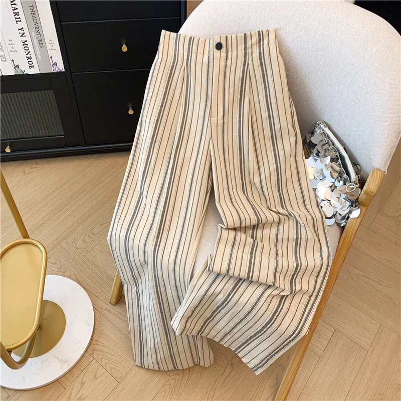 Women's Khaki Striped Casual Pants Y2K Japanese Harajuku High Street Streetwear Aesthetic Fashion Retro Wide Leg Pants Clothing
Women's Khaki Striped Casual Pants Y2K Japanese Harajuku High Street Streetwear Aesthetic Fashion Retro Wide Leg Pants Clothing