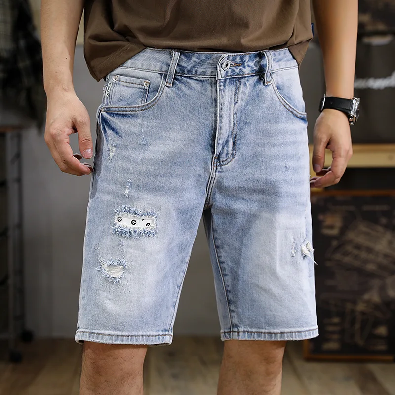 Summer Thin Scrape Ripped Men's Jeans Shorts 2024 New Retro Distressed Slim Straight Ins Washed Light Blue Cropped Pants
Summer Thin Scrape Ripped Men's Jeans Shorts 2024 New Retro Distressed Slim Straight Ins Washed Light Blue Cropped Pants