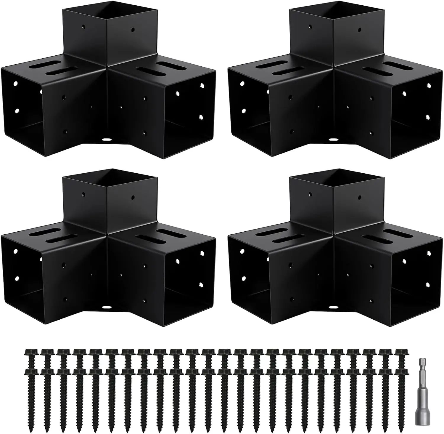 4 Pcs Pergola Bracket 3-Way Right Angle Corner Bracket with Black Powder Coated, Sturdy Carbon Steel for Gazebos, Patio, Easy
4 Pcs Pergola Bracket 3-Way Right Angle Corner Bracket with Black Powder Coated, Sturdy Carbon Steel for Gazebos, Patio, Easy