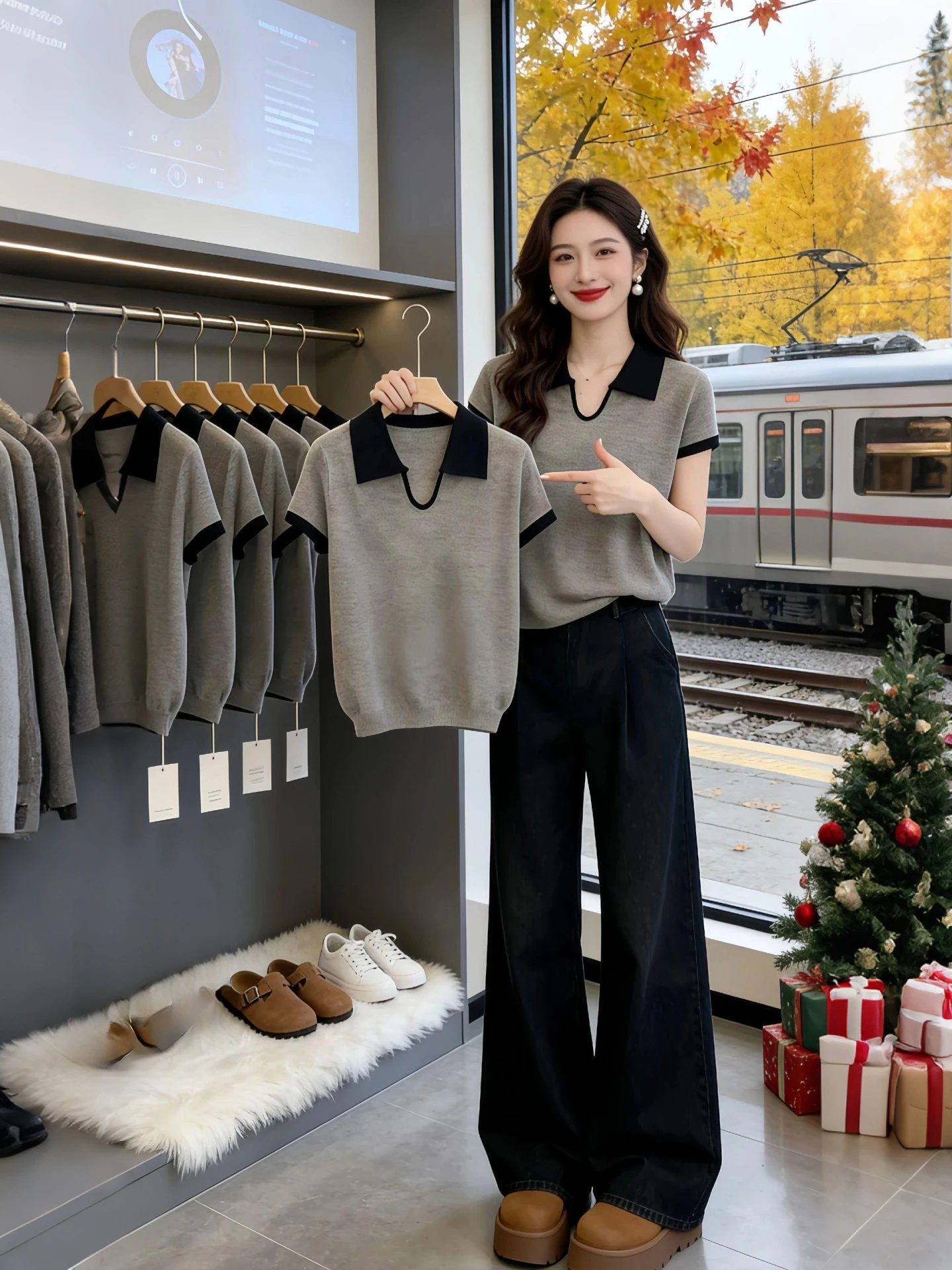 Anti-Aging Summer New Style Knitted Short Sleeve Neck T-Shirt Color Block Slimming Versatile Korean Version Commute Wind
Anti-Aging Summer New Style Knitted Short Sleeve Neck T-Shirt Color Block Slimming Versatile Korean Version Commute Wind