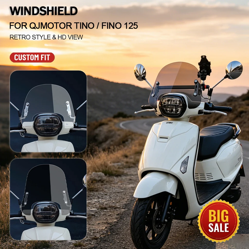 Motorcycle Windshield Windscreen FOR QJMOTOR Tino 125 Fino 125 Scooter Front Wind Deflector Retro Style Rain Guard Part
Motorcycle Windshield Windscreen FOR QJMOTOR Tino 125 Fino 125 Scooter Front Wind Deflector Retro Style Rain Guard Part